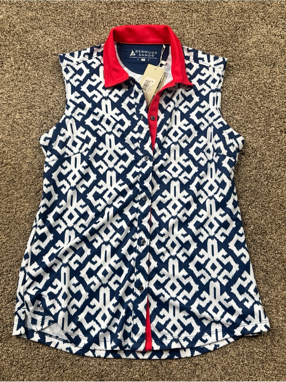 Bermuda Sands Sleeveless Nautical Print Polo  Women’s Medium Retail $79! NWT